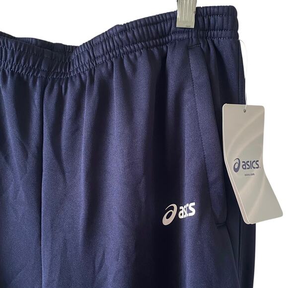 NEW ASICS Cali Track Sports Pants Navy Blue Size Medium Soccer Warm Up Pants - Picture 2 of 5